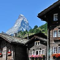 Zicht op de Matterhorn vanuit Zermatt, Alpen, Wallis, Zwitserland
<BR><BR>Zie ook www.arterra.be</P>